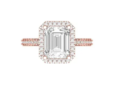 Emerald Side halo Art Deco Ring 3D print model