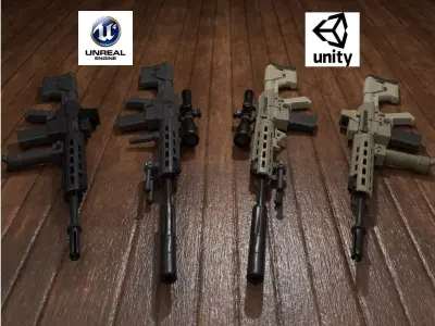 Semi-Automatic Sniper Package Low-poly 3D model