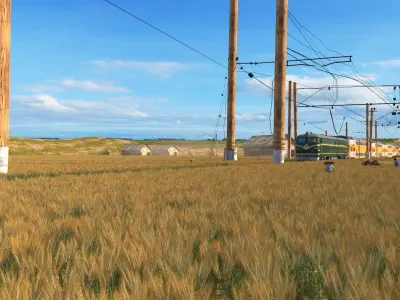 Train through rice fields 3D model