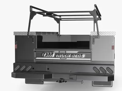 Steel Service Truck Bed with Ladder Rack Black 3D model