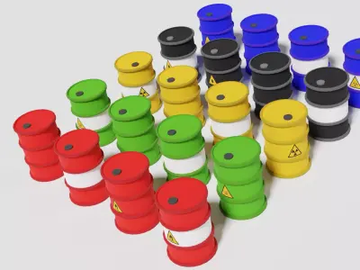 20 Low-Poly Barrels Low-poly 3D model