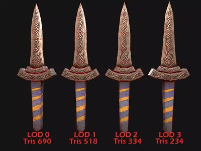 Medieval Dagger Short Sword Weapon Low-poly 3D model