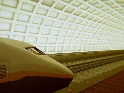 Modern subway station and tunnel design 3D model