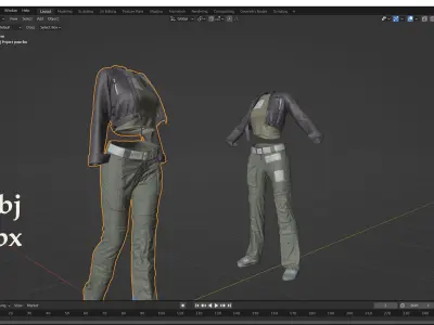 Women clothing military style 3D model