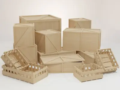 Stylized Boxes and Crates Collection 3D model