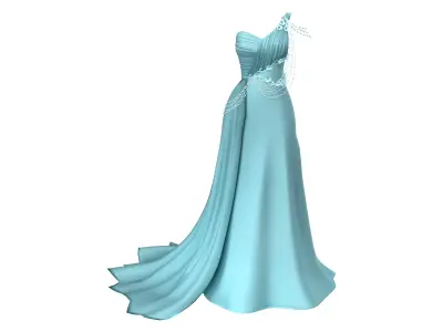 Pink Fashion Prom Bridal Bridesmaid Dress Low-poly 3D model