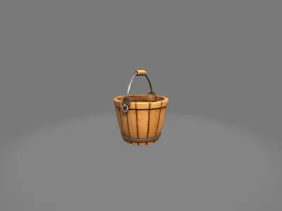 Wooden Bucket Low-poly 3D model