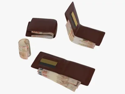 Brazil 50 Reais Wallet Money Purse 3D model