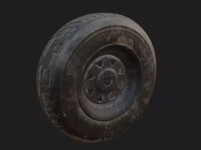 old dirty wheel with tyre and rim 3d model 3D model