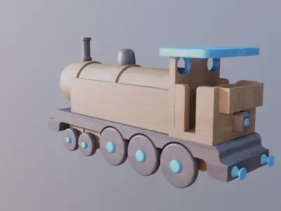 WOODEN LARGE TRAIN TOY - RogueFilmProductions Low-poly 3D model