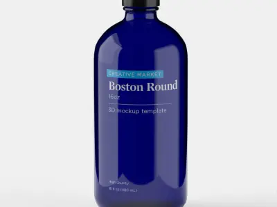 Boston Round Glass Bottle 16oz 3D model