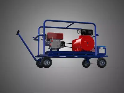 MOBILE DIESEL GENERATOR SET GENSET PUSH PULL HANDLE WAGON CART 3D model