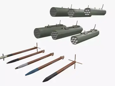 Thales FZ Rocket Launchers With Missiles Pack 3D Model Collection