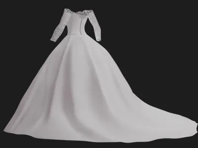 Weding dress V2 Low-poly 3D model