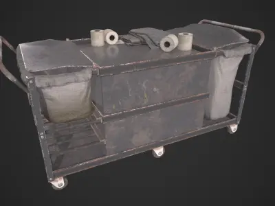 Cleaning Cart Low-poly 3D model purchase