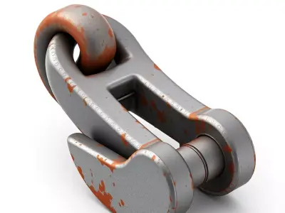 Rusty Industrial Heavy Duty Shackle Low-poly 3D model