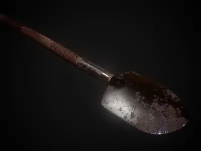 Shovel Low-poly 3D model 5