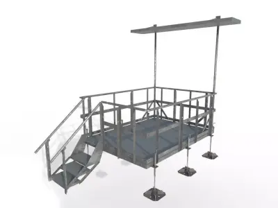 Equipment Platform with Ice Bridge Handrail Entrance Low-poly 3D model