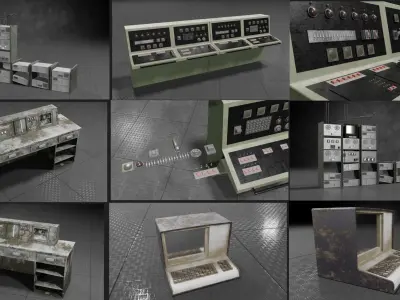 Abonded interior 3D  Low-poly 3D model