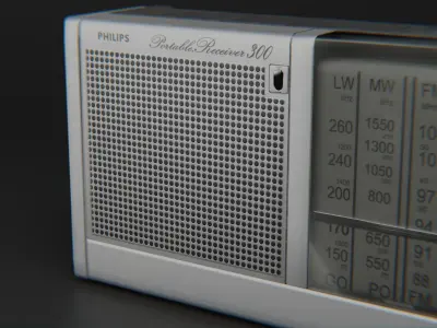Early 90s Vintage Military Philips Radio Low-poly 3D model
