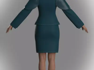 Teal Avant-Garde Military-Inspired Coat Free 3D model