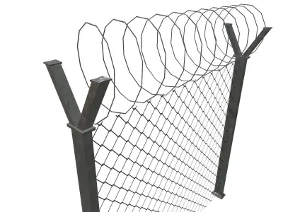 Barbed Wire Fence Low-poly 3D model
