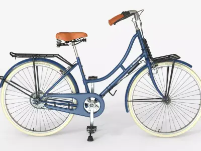 Blue Vintage City Bicycle 3D model