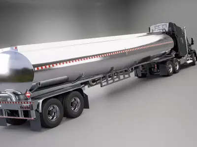 Generic Semi Truck Sleeper with Tanker Trailer 3D model