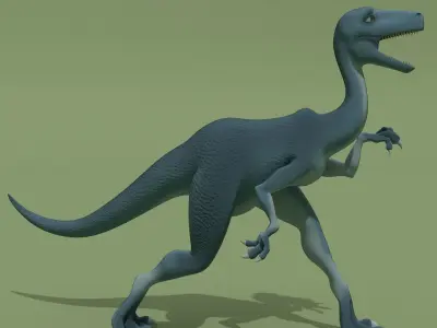 Cartoon Blue Dinosaur Low-poly 3D model