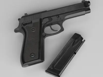 Pistol Taurus T92 in 3D model Low-poly 3D model