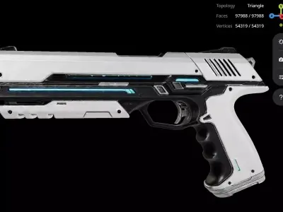 White Pistol 3D model get