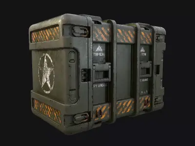Military sci-fi box Low-poly 3D model