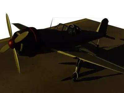 Fighter plane with propellers 3D model