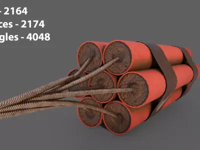 Dynamite Explosive Bundle Low Poly Game-Ready 3D Model Low-poly 3D model