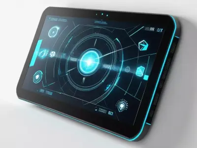 Futuristic Data Tablet with Cracked Screen 3D model