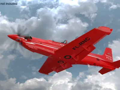 Training Aircraft Pilatus PC-21 Red Rigged 3D model