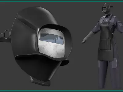 female welder uniform with texture 3D model