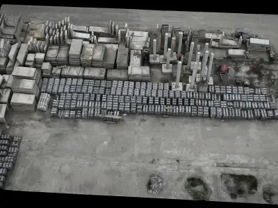 concrete blocks constructions ground photogrammetry Low-poly 3D model