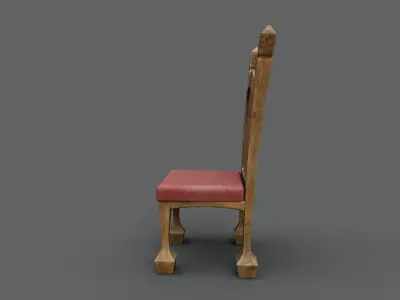 Cartoon Chair Wooden Vintage Low-poly 3D model