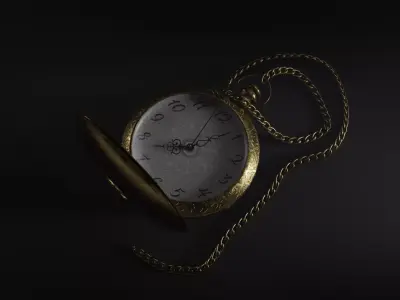 Old pocket watch Low-poly 3D model