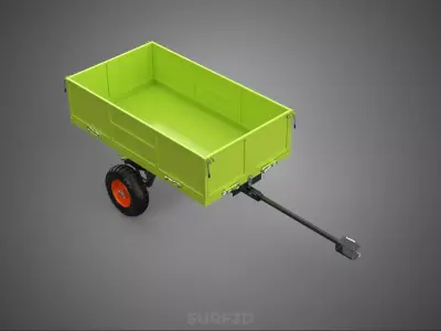 GARBAGE RUBBISH TRASH TRAILER CART WAGON BIN DUMP TRUCK CARGO 3D model