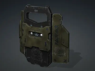 Sci-fi Ballistic Shield Low-poly 3D model