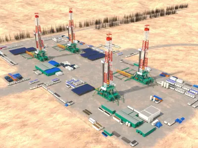 desert oilfield-oilfield drilling 3D model