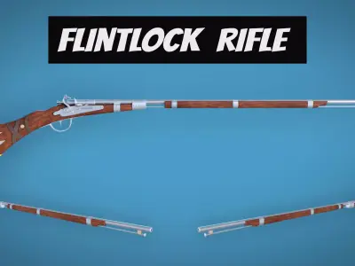 FlintLock Rifle  LowPoly Firearm 3D Model Low-poly 3D model