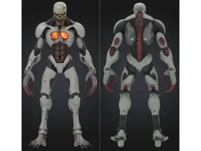 Bio Mech Zombie Low-poly 3D model
