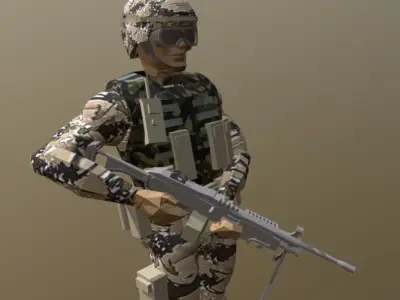 Soldier low poly 3D model Low-poly 3D model