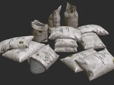 Gravel Bags Low-poly 3D model