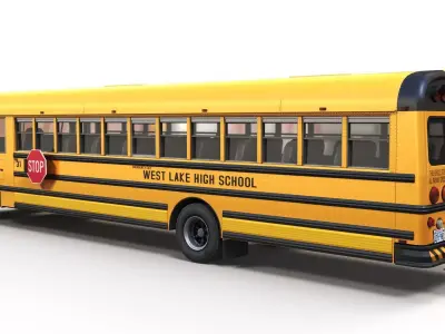 80s generic american yellow school bus Low-poly 3D model