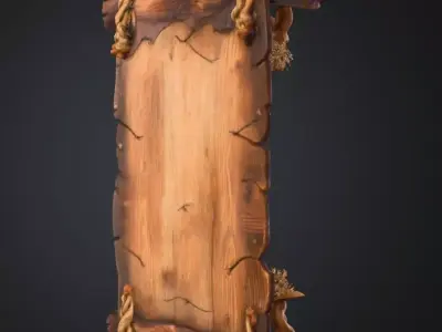 Wooden Tavern Sign Board 3D Model Stylized Game Prop Asset Low-poly 3D model