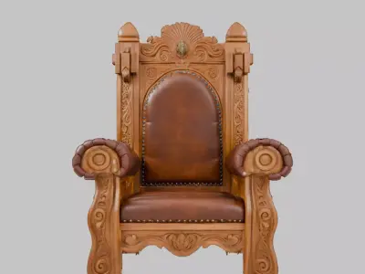 Wooden Viking Throne Low-poly 3D model